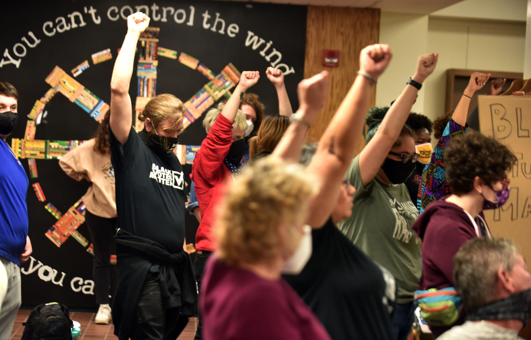 Fists in the air
